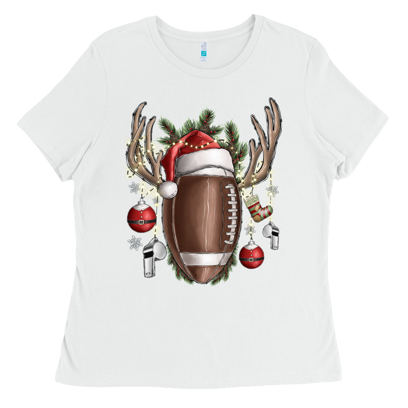 Christmas Football Ladies Tee by SublimationCraftShop | Teevron