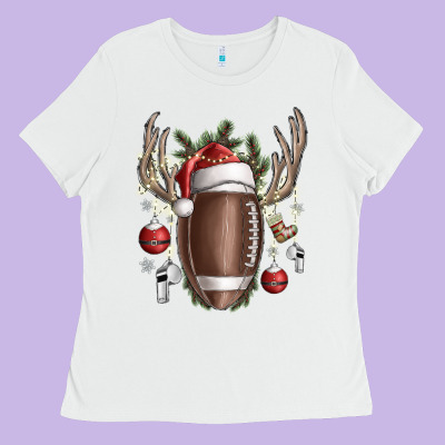 Christmas Football Ladies Tee Designed By Sublimationcraftshop