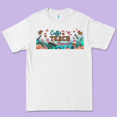 Coffe Teach Repeat Libbey Glass Premium Tee Designed By Bundleandbundleshop