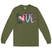 Army Green Valentine Love Long Sleeve Tee - CowhideDigitalArt