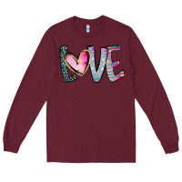 Burgundy Valentine Love Long Sleeve Tee - CowhideDigitalArt