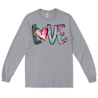 Heather Grey Valentine Love Long Sleeve Tee - CowhideDigitalArt