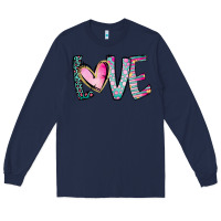 Navy Valentine Love Long Sleeve Tee - CowhideDigitalArt