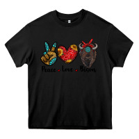 Black peace love bison Heavy Core Tee - RanaPortraitStore