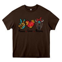 Chocolate Brown peace love bison Heavy Core Tee - RanaPortraitStore