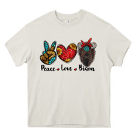 Cream peace love bison Heavy Core Tee - RanaPortraitStore