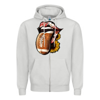 Dove Grey Football Tongue Zipper Hoodie - Jasminsmagicworld