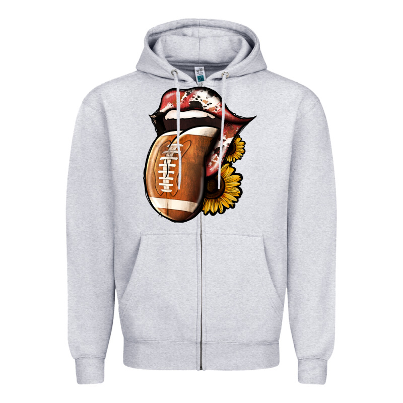 Football Tongue Zipper Hoodie by Jasminsmagicworld | Teevron