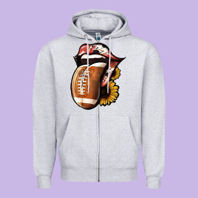 Football Tongue Zipper Hoodie Designed By Jasminsmagicworld