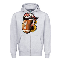 Heather Grey Football Tongue Zipper Hoodie - Jasminsmagicworld