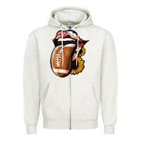 Oatmeal Heather Football Tongue Zipper Hoodie - Jasminsmagicworld