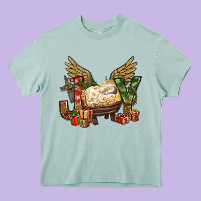 Joy Christmas With Baby Jesus Bbs Heavy Core Tee Designed By Bundleandbundleshop