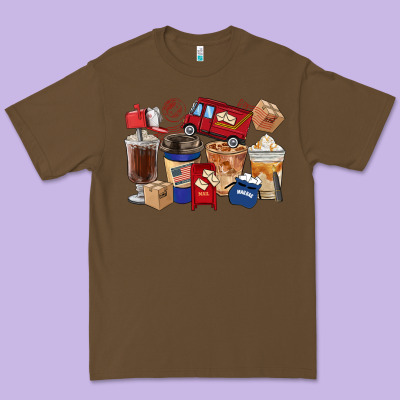 Postal Worker Coffee Cups Premium Tee Designed By Fadigitalartstudio