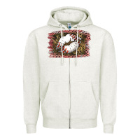 Oatmeal Heather Baseball Lips Zipper Hoodie - Jasminsmagicworld