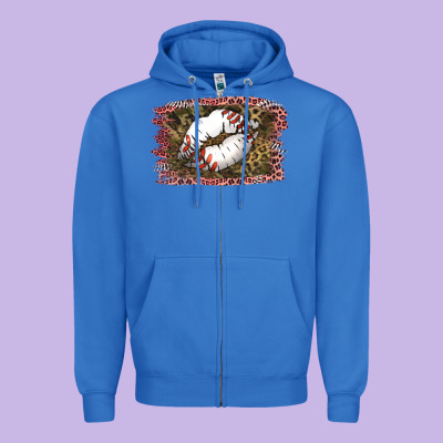 Baseball Lips Zipper Hoodie Designed By Jasminsmagicworld