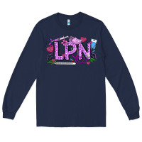 Navy Valentine LPN Long Sleeve Tee - CowhideDigitalArt