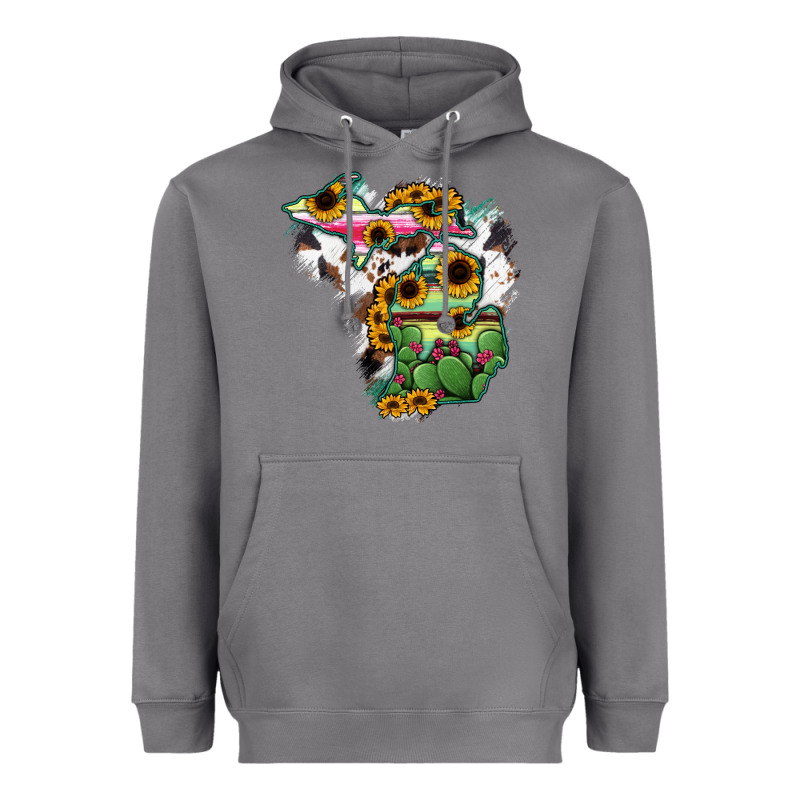 Cowhide Michigan Map Heavyweight Hoodie by RanaPortraitStore | Teevron