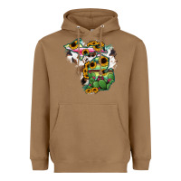 Toasted Coconut Cowhide Michigan map Heavyweight Hoodie - RanaPortraitStore