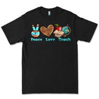 Black peace love teach Premium Tee - BundleAndBundleShop