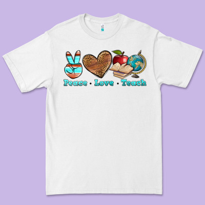 Peace Love Teach Premium Tee Designed By Bundleandbundleshop