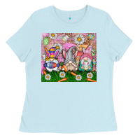 Baby Blue easter gnome Ladies Tee - CowhideDigitalArt