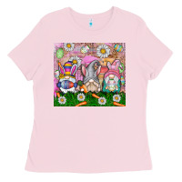 Bubblegum Pink easter gnome Ladies Tee - CowhideDigitalArt