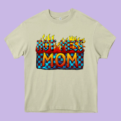 Hot Mess Mom Mother's Day Heavy Core Tee Designed By Fadigitalartstudio