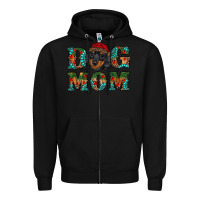 Black christmas dog mom dachshund Zipper Hoodie - RanaPortraitStore