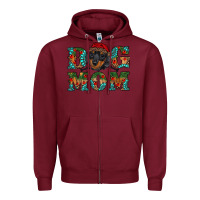 Burgundy christmas dog mom dachshund Zipper Hoodie - RanaPortraitStore