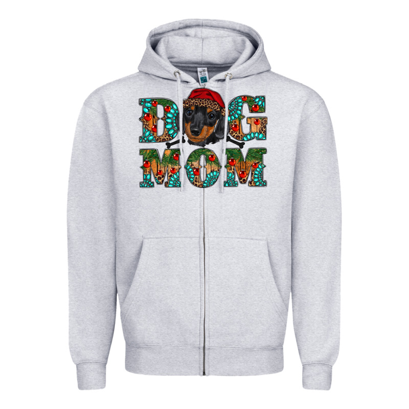 Christmas Dog Mom Dachshund Zipper Hoodie by RanaPortraitStore | Teevron