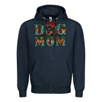 Navy christmas dog mom dachshund Zipper Hoodie - RanaPortraitStore