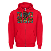 Red christmas dog mom dachshund Zipper Hoodie - RanaPortraitStore