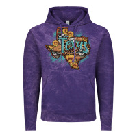 Cloud Purple leopard cowhide sunflower texas map Vintage Hoodie - Artiststas