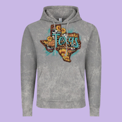 Leopard Cowhide Sunflower Texas Map Vintage Hoodie Designed By Artiststas