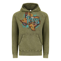 Vintage Olive leopard cowhide sunflower texas map Vintage Hoodie - Artiststas