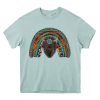 Arona western rainbow with bison Heavy Core Tee - RanaPortraitStore
