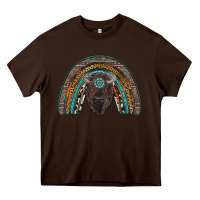 Chocolate Brown western rainbow with bison Heavy Core Tee - RanaPortraitStore