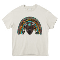 Cream western rainbow with bison Heavy Core Tee - RanaPortraitStore