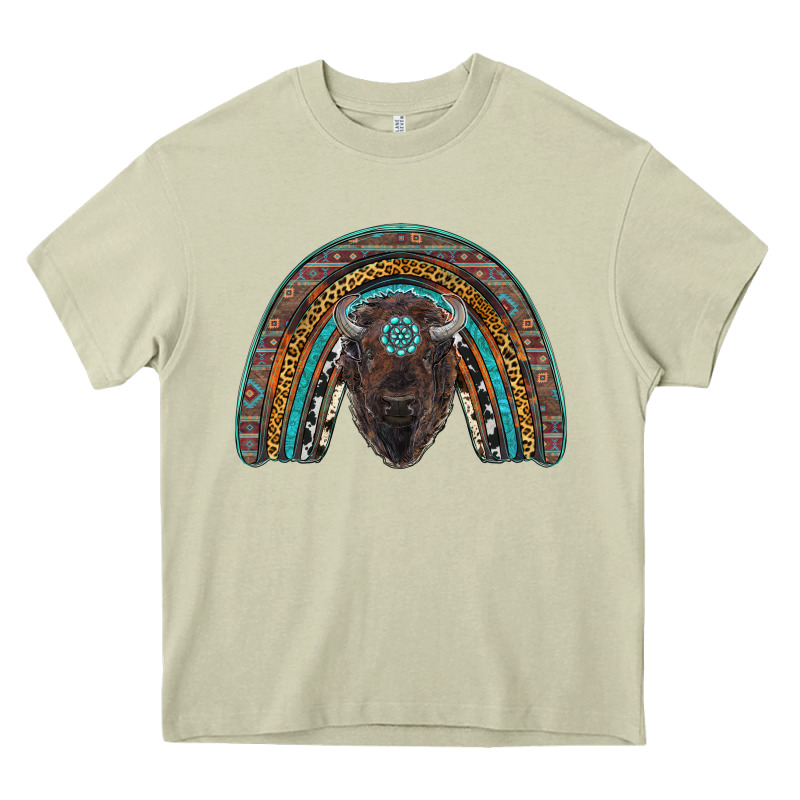 Western Rainbow With Bison Heavy Core Tee by RanaPortraitStore | Teevron