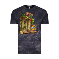 Cloud Black Christmas Boots Vintage Tee - CowhideDigitalArt
