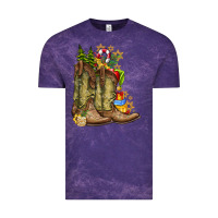 Cloud Purple Christmas Boots Vintage Tee - CowhideDigitalArt