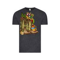 Vintage Black Christmas Boots Vintage Tee - CowhideDigitalArt