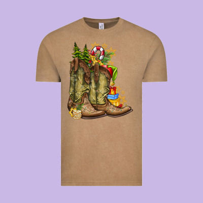 Christmas Boots Vintage Tee Designed By Cowhidedigitalart