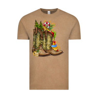 Vintage Coffee Christmas Boots Vintage Tee - CowhideDigitalArt