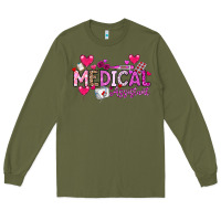Army Green Valentine Medical Assistant Long Sleeve Tee - CowhideDigitalArt