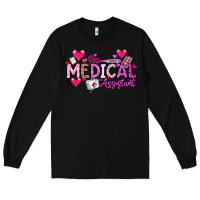 Black Valentine Medical Assistant Long Sleeve Tee - CowhideDigitalArt