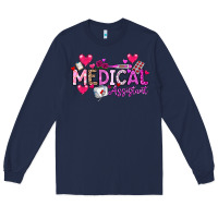 Navy Valentine Medical Assistant Long Sleeve Tee - CowhideDigitalArt