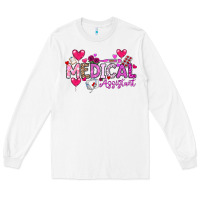 White Valentine Medical Assistant Long Sleeve Tee - CowhideDigitalArt