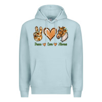 Blue Mist Peace Love Horses Premium Hoodie - Jasminsmagicworld