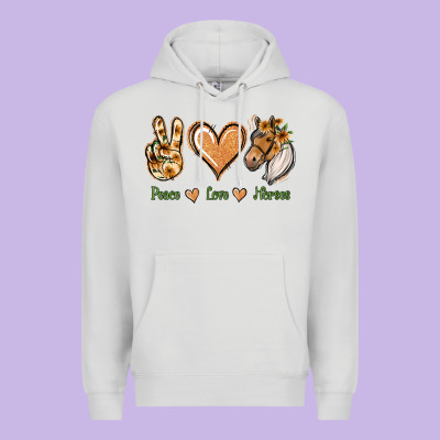 Peace Love Horses Premium Hoodie Designed By Jasminsmagicworld